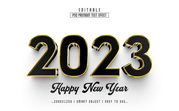 Happy new year 2023 3d editable text effect premium text effect psd