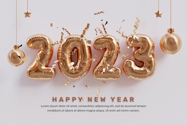 PSD happy new year 2023 banner template design or happy new year 2023