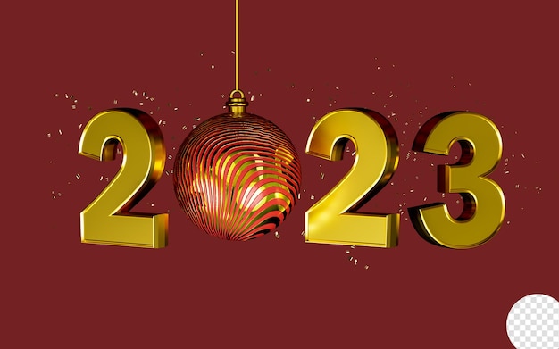 happy new year 2023 banner template design with ornament ball gold metallic 3d render concept