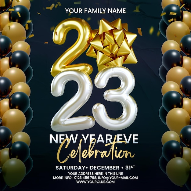 Happy New Year 2023 Celebration Social Media Promotion or Invitation