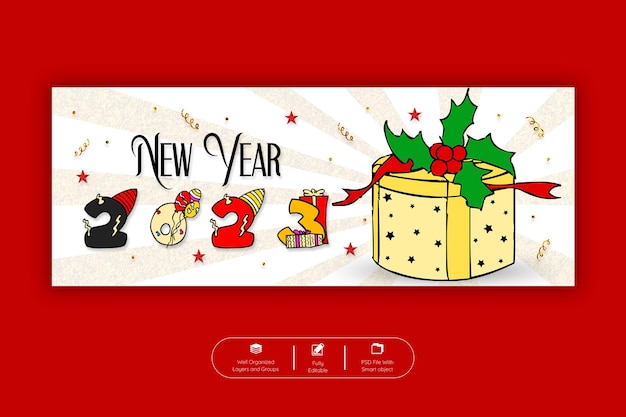 Happy new year 2023 facebook cover banner template