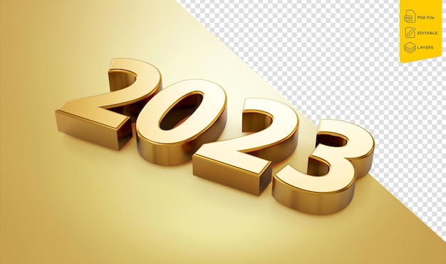 Happy New Year 2023 Golden 3D Numbers Isolated On Golden Background 3d Illustration