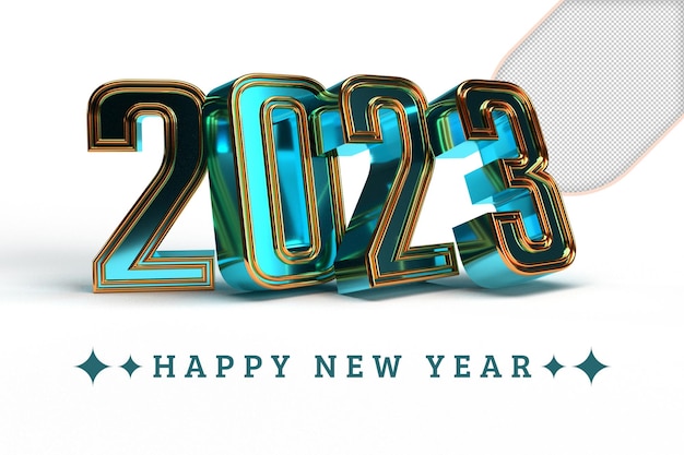 Happy New Year 2023 Golden 3D numbers