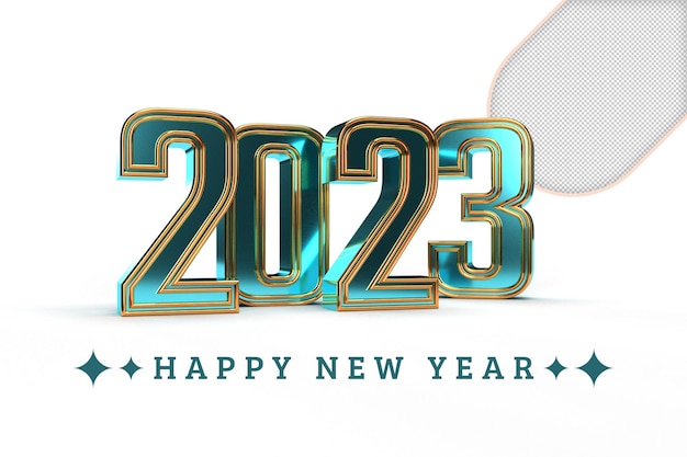 Happy New Year 2023 Golden 3D numbers