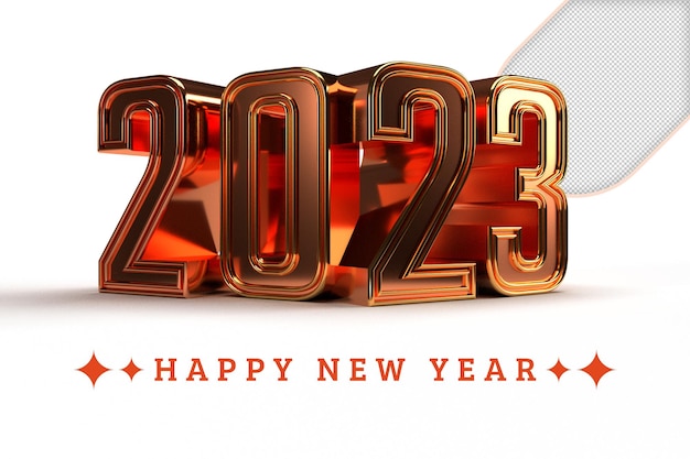 Happy New Year 2023 Golden 3D numbers