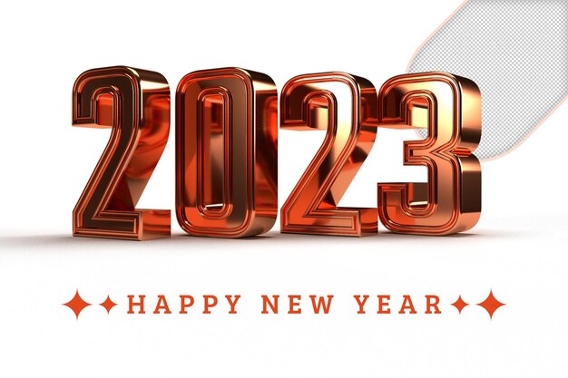 Happy New Year 2023 Golden 3D numbers