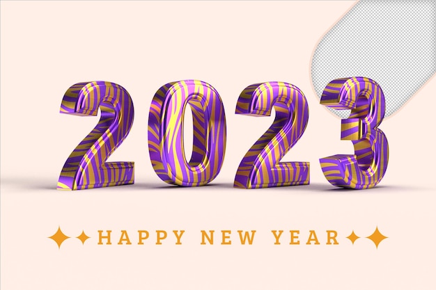 Happy New Year 2023 Golden 3D