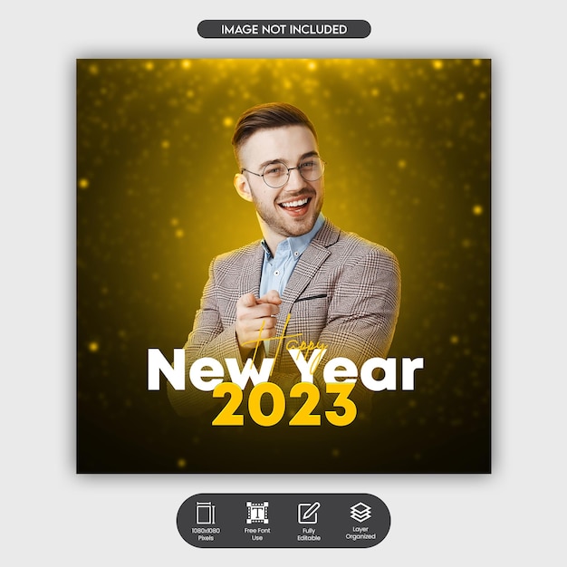 Happy New year 2023 Instagram posts social media post and web banner design