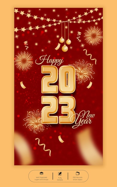 Happy new year 2023 instagram story template