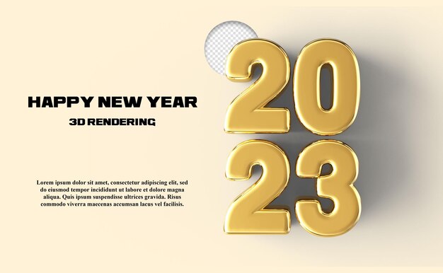 PSD happy new year 2023 number 2023 gold 3d banner