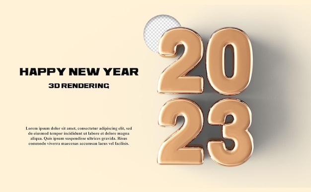 Happy New Year 2023 Number 2023 Gold 3D Banner