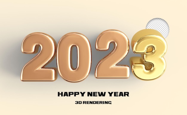 Happy New Year 2023 Number 2023 Gold 3D Banner