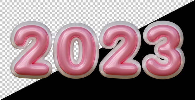 Happy new year 2023 number with 3d modern style