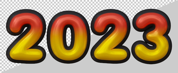 PSD happy new year 2023 number with 3d modern style