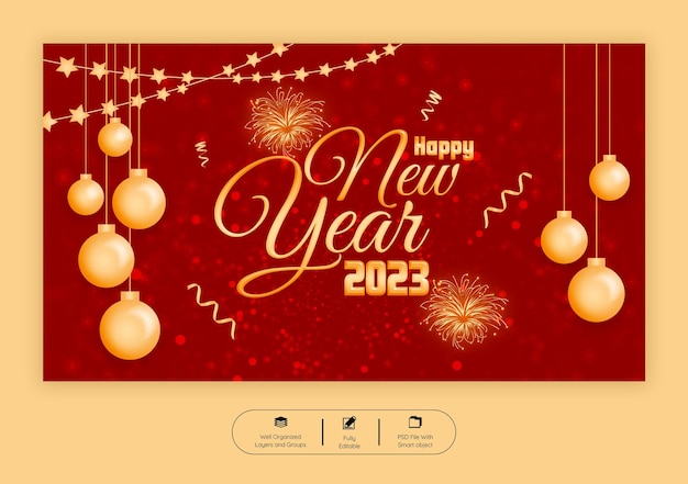 Happy new year 2023 web banner template