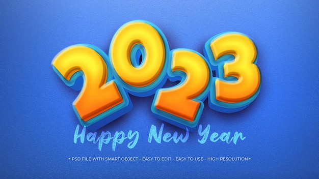 Happy new year 2023 with 3d text effect editable