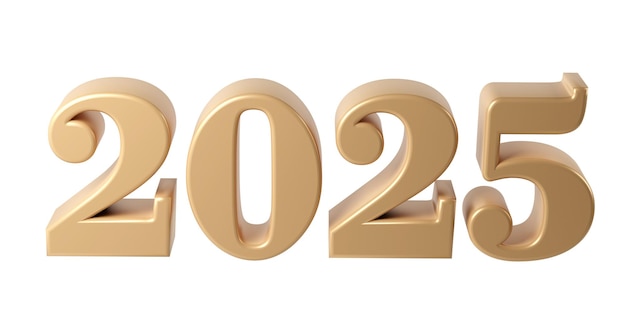 PSD happy new year 2025 with shiny 3d numbers holiday christmas golden celebration design