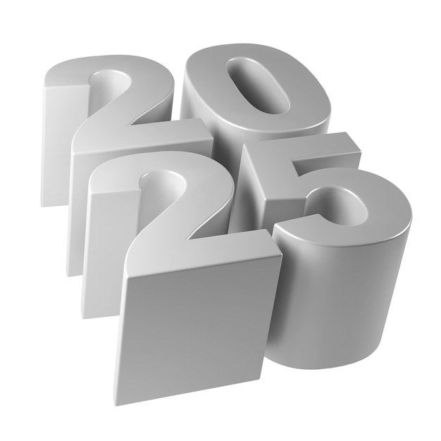 PSD happy new year 2025 with shiny silver 3d numbers holiday christmas celebration design