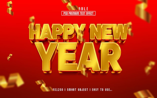 Happy new year 3d Editable Text Effect PSD With  Premium Background