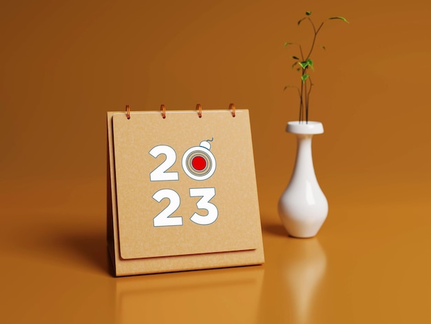 Happy new year 3d rendered calendar mockup 2022