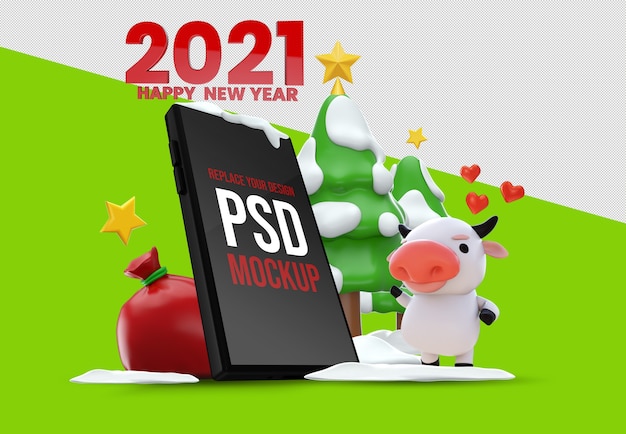 Happy New Year 3D rendering Mockup Design