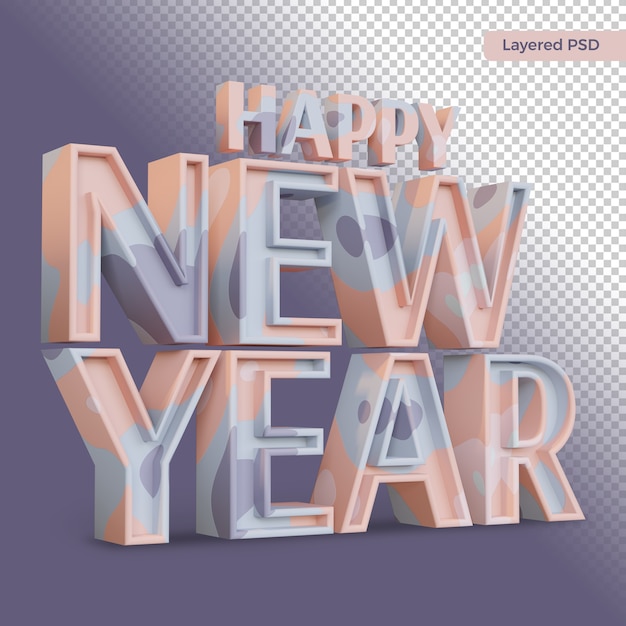 Happy new year bold letter render isolated