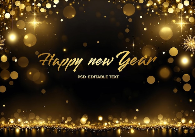 PSD happy new year golden celebration background editable text psd