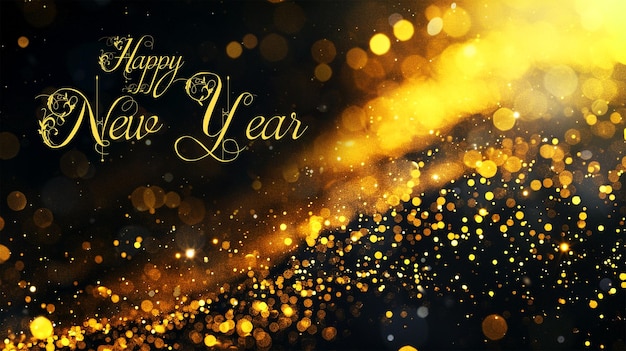 PSD happy new year golden glittelights background