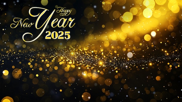 PSD happy new year golden glittelights background