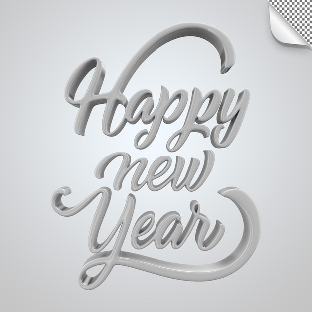 Happy new year high quality 3d render psd mockup with transparent background