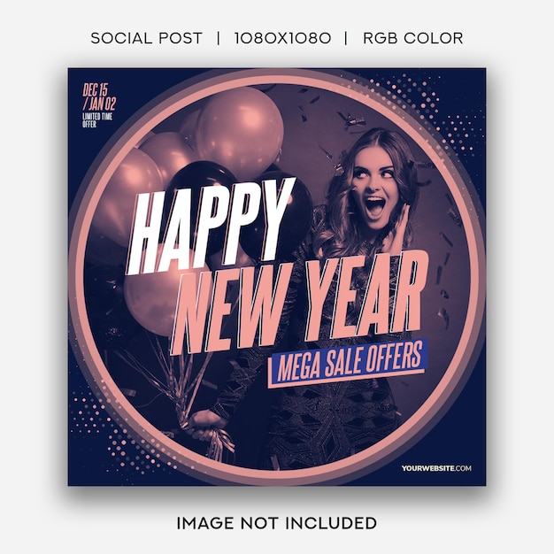 Happy New Year Mega Sale Instagram Post Template