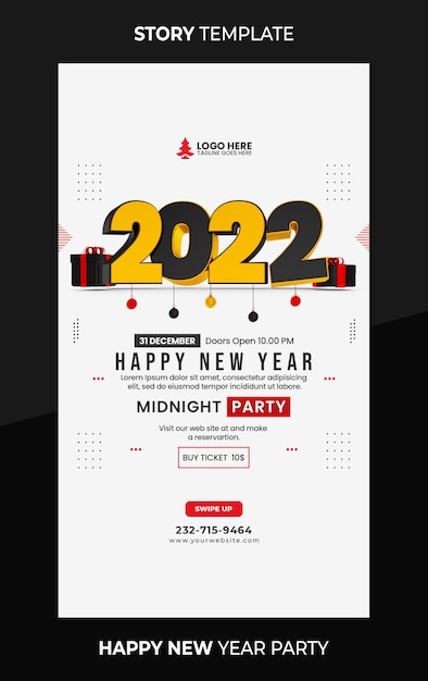 Happy new year midnight party instagram story template