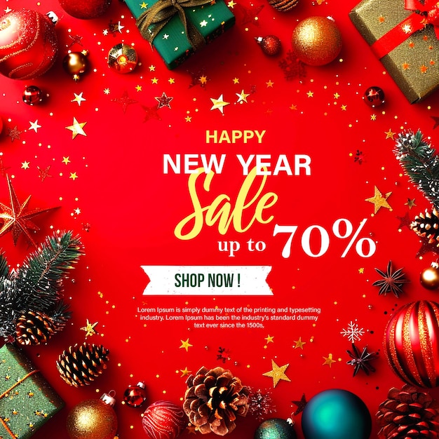 PSD happy new year sale banner template