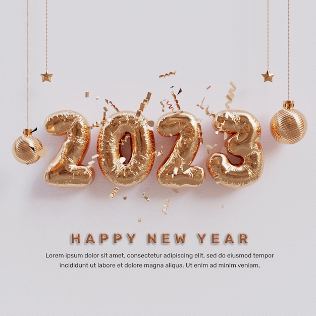 PSD happy new year social media post template or happy new year 2023 instagram post template