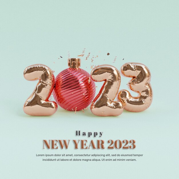 PSD happy new year social media post template or happy new year 2023 instagram post template