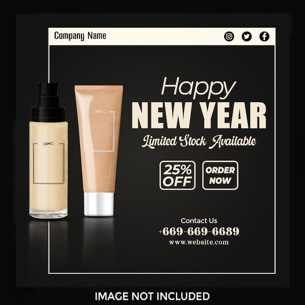 Happy New Year Social Media Promotion And Banner Post Design Template