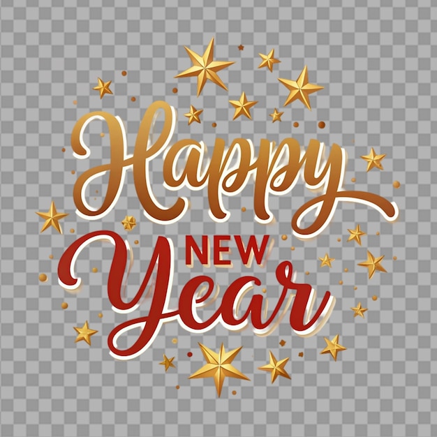 PSD happy new year text on transparent background