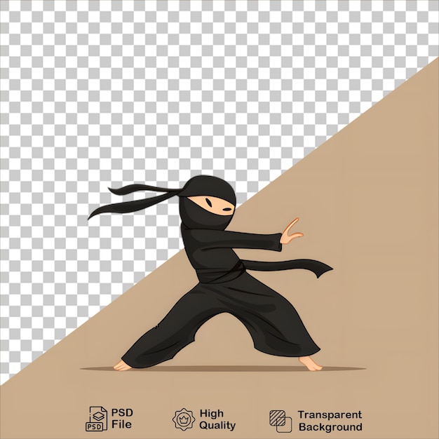 PSD happy ninja character in cute cartoon style