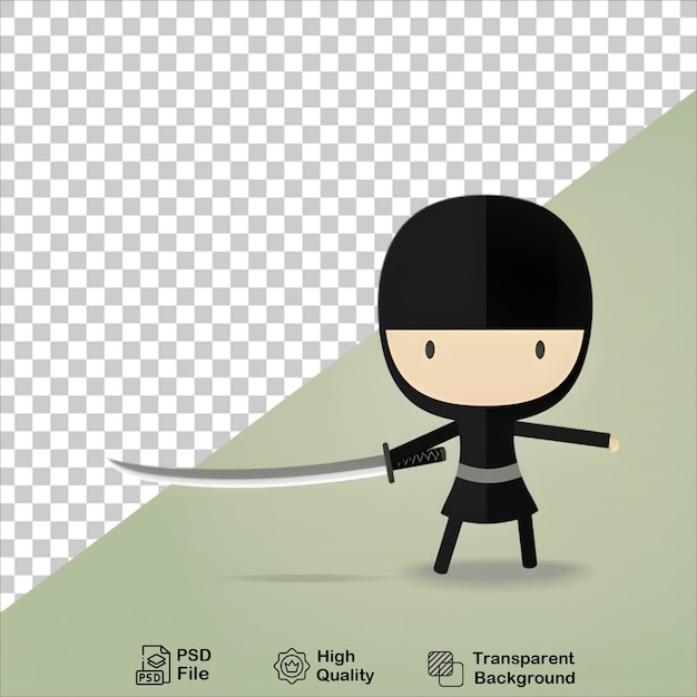 PSD happy ninja character in cute cartoon style