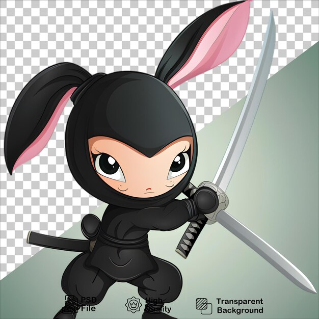 PSD happy ninja character in cute cartoon style