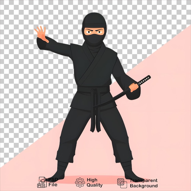 PSD happy ninja character in cute cartoon style