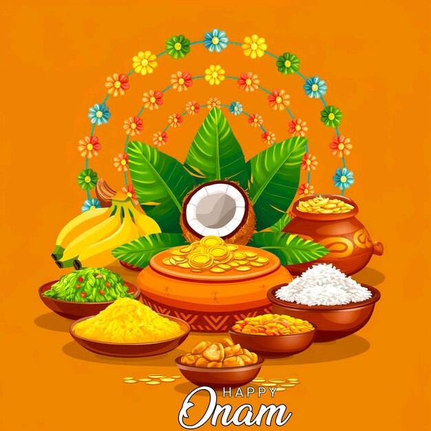 Happy Onam Festival of South IndiaKerala event celebration template design