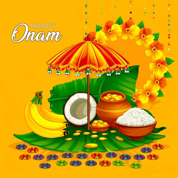 Happy Onam Festival of South IndiaKerala event celebration template design