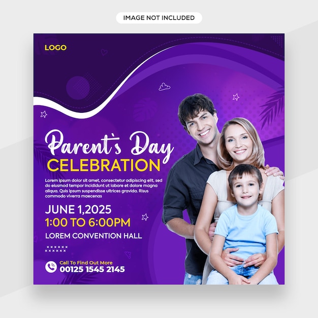 Happy Parents day Instagram banner or social media post or facebook cover template