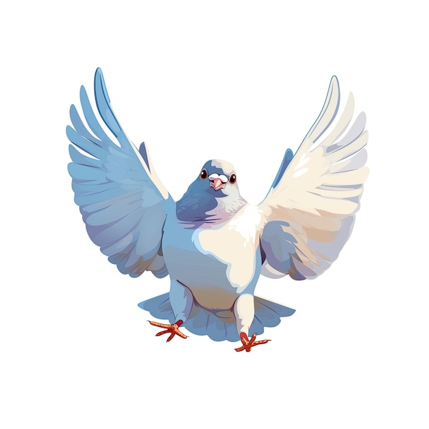 PSD happy pigeon cartoon its wings spread cartoon illustration