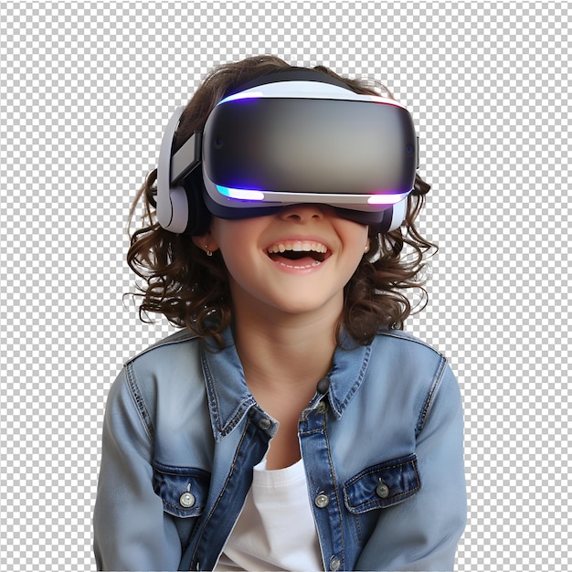 happy portrait smile and happy child and vr glass