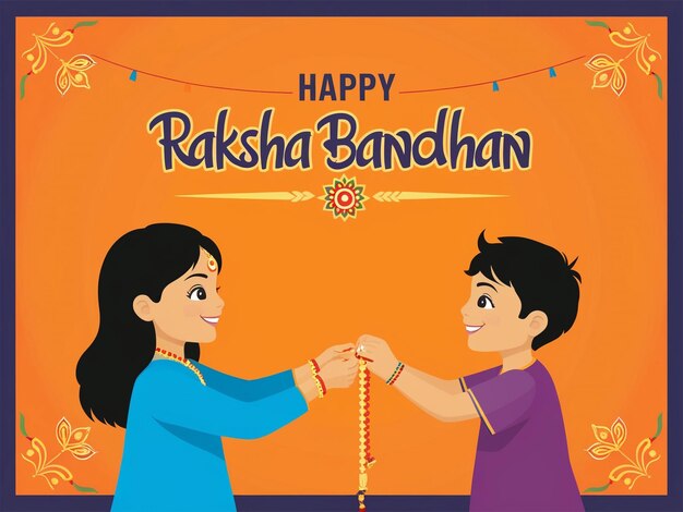 Happy Raksha Bandhan Hindu Festival Greeting Card Design Vector