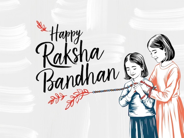 Happy Raksha Bandhan Hindu Festival Greeting Card Design Vector