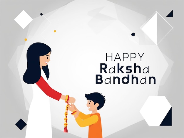 Happy Raksha Bandhan Hindu Festival Greeting Card Design Vector