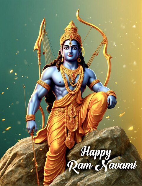 PSD happy ram navami birth day festival lord rama with arrow generted by ai